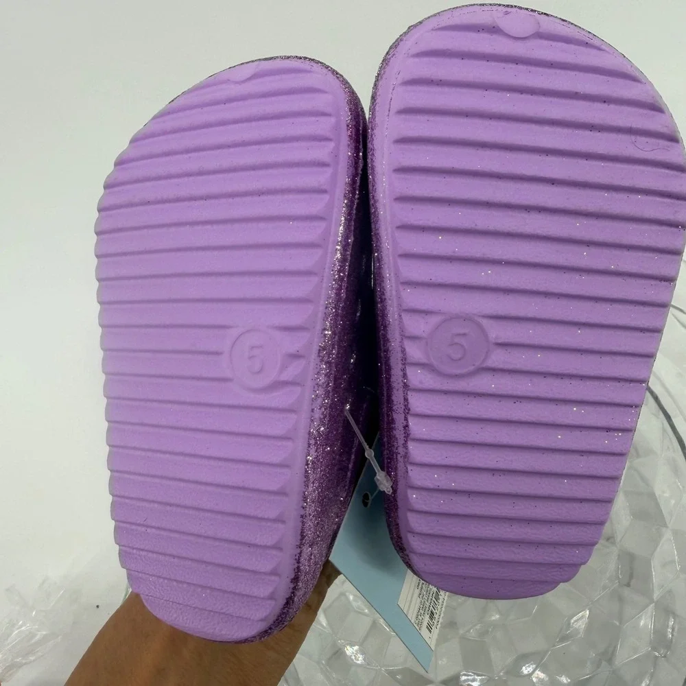 Cat & Jack Rowan Toddler Girls Purple Glitter Slip On Clog Shoes Size 5 NEW